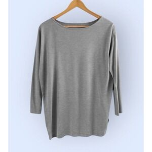 J Jill Luxe Supima Tunic‎ Knit Top Heathered Gray Round Hem Size Medium